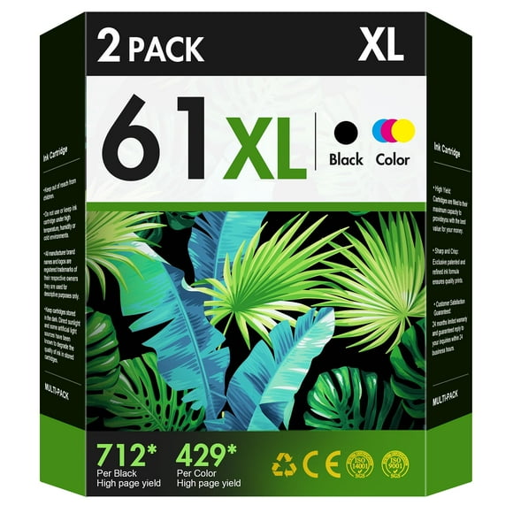 61XL Ink Cartridges Remanufactured for HP Ink 61 for HP 61 Ink Cartridge Combo Pack Works for Envy 4500 4501 4502 5530 Officejet 4630 4635 Deskjet 1000 1010 1510 2540 Pr