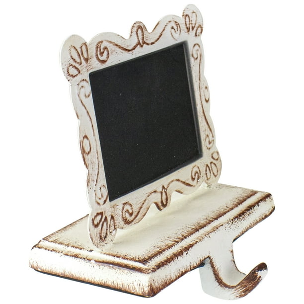 5 5 Metal And Chalkboard Christmas Stocking Holder White Brown