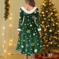 thumbnail image 4 of Women's Christmas Party Printed Vintage Midi Casual Cocktail Festive Dress for Holiday Celebration and Party Events with Retro Style,Green,S, 4 of 6
