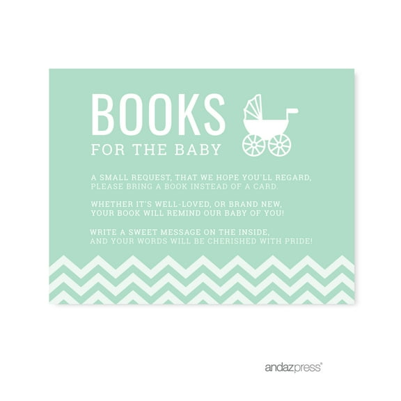 Books For Baby Mint Green Chevron Baby Shower Games, 20-Pack