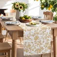 thumbnail image 3 of Burlap Table Runner 36 Inches Long,Vintage Farmhouse Flowers Pattern Non-Slip Kitchen Table Runners for Dining Room Everyday Use Party Table Decorations Yellow Floral Art, 3 of 9