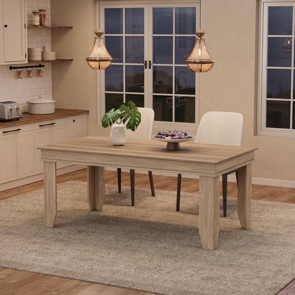 Farmhouse Dining Table for 6-8 71 Inch Long Rectangular, Solid Wood Sturdy Frame Modern Kitchen Table Non Extendable