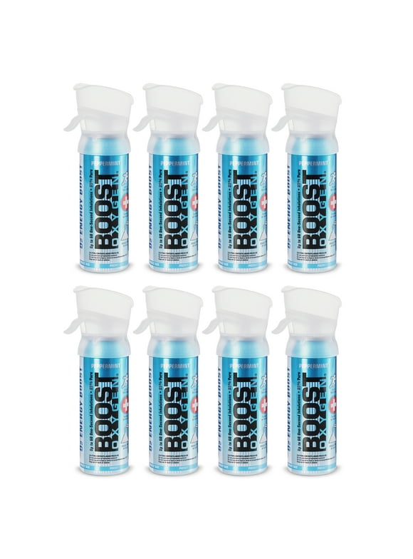 Boost Oxygen 3L Pocket Sized Canned Oxygen with Mouthpiece, Peppermint (8 Pack)