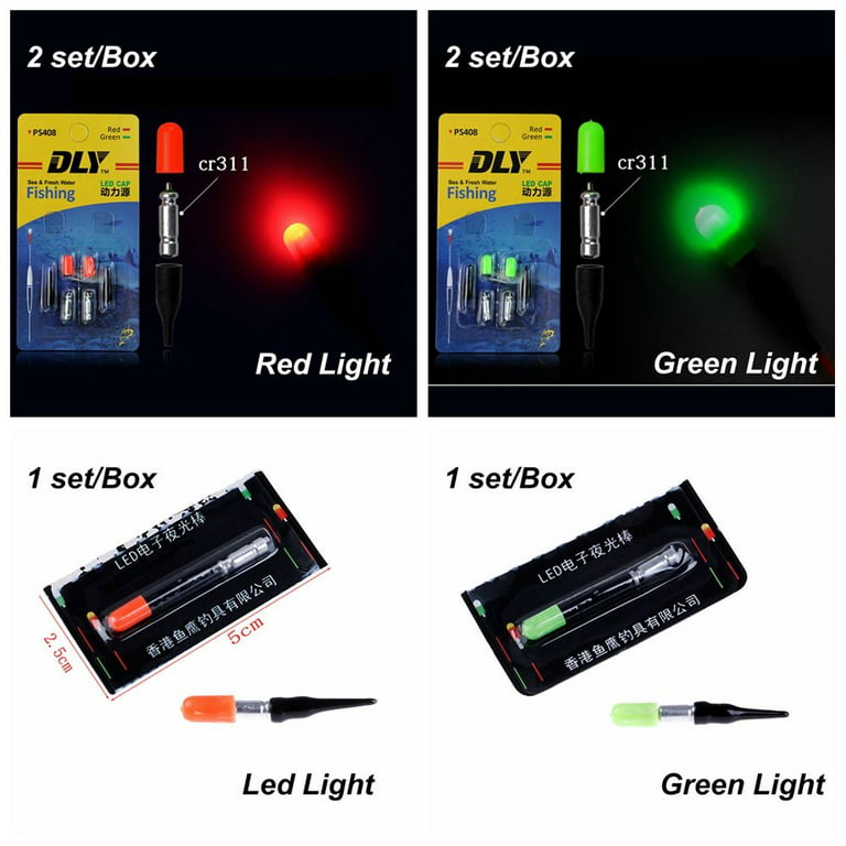 1/2set Stable Buoy Strike LED Light Color Slip Drift Tube Fishing Float  Light Stick with CR311 Battery Indicator Floats Accessory 2 SET FLOAT  LIGHT-RED LIGHT 
