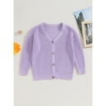 thumbnail image 2 of Liacowi Toddler Girl Autumn Knit Cardigan Solid Color V-Neck Long Sleeve Button Front Warm Coat, 2 of 7