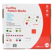edxeducation FunPlay Pattern Blocks - Set of 60 Wooden Math Manipulatives + 50 Activities + Messy Tray