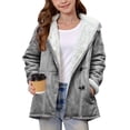 thumbnail image 4 of Coerni Girls Suede Fleece Lined Jacket Teen Polar Fleece Sherpa Button Down Shackets Winter Warm Coat Windproof Trendy Outerwear, 4 of 7