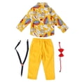 thumbnail image 4 of Trajes para bebés y niños, trajes, camisa de manga larga, pantalones con pechera, conjuntos de ropa con pajarita para primavera y otoño, amarillo, 110cm/43,31 pulgadas, 4 of 14