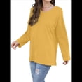thumbnail image 2 of Blusas de Mujer de Larga con Cuello en V, Túnicas Casuales, Camisas Básicas, Blusas Holgadas Amarillo S, 2 of 7