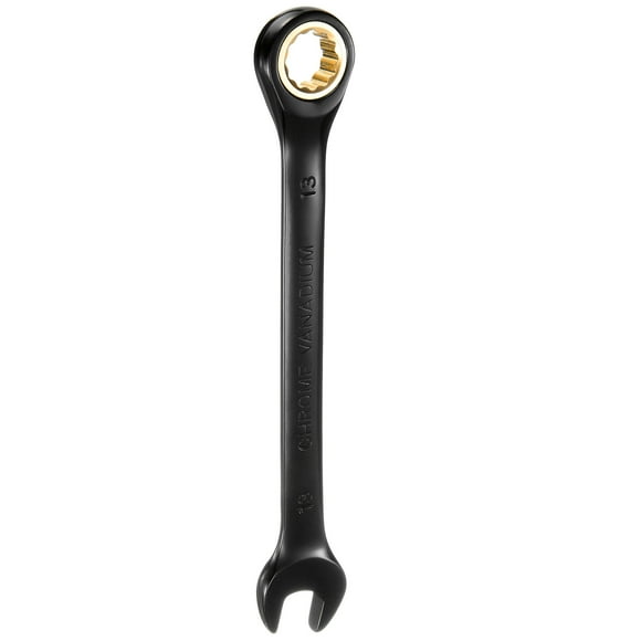 Uxcell Ratcheting Wrench 13mm Metric Open End Wrench 72-Teeth CR-V Steel 12 Point Nickel Plated Combination Ratchet Wrench