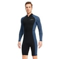 thumbnail image 3 of Men Neoprene Wetsuit Surfing Swimming Diving Suit with Zipper, Cold Proof Warm Diving Protection Clothes Blue XL, 3 of 10