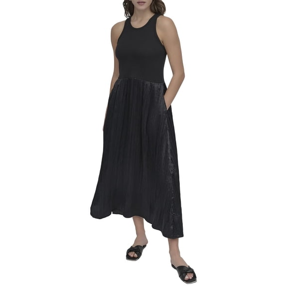 DKNY womens Mix Media Midi Dress, s