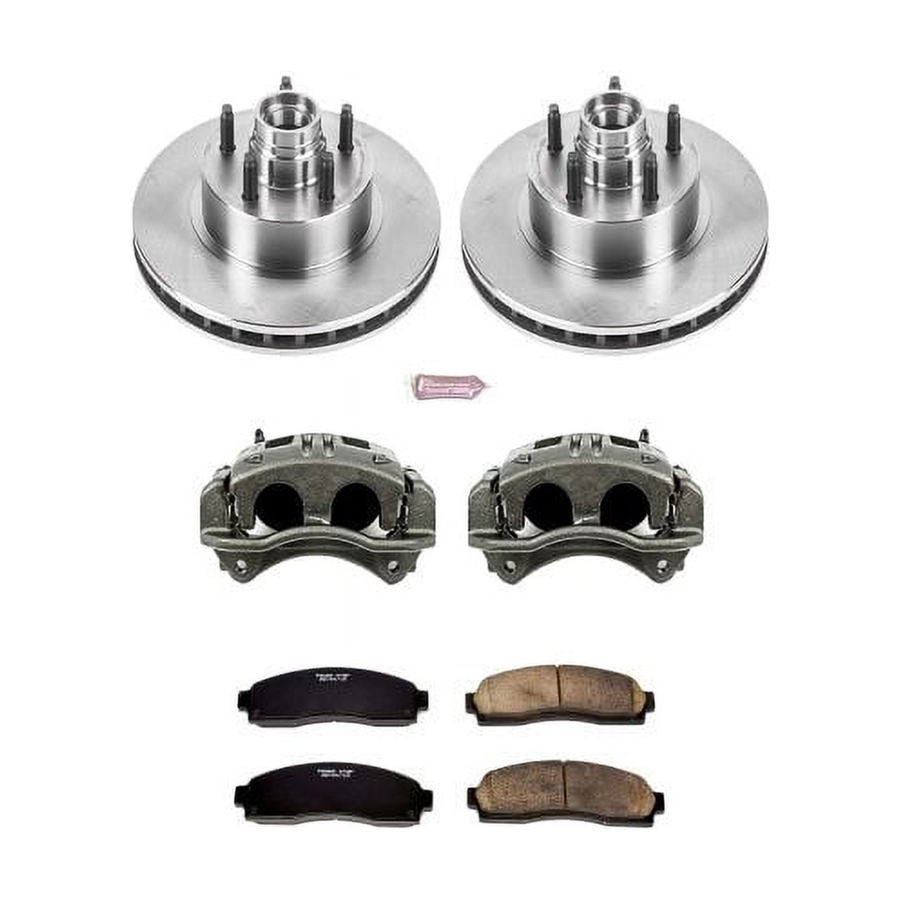 PowerStop Front Stock Replacement Brake Pad and Rotor Kit with Calipers Fits: FORD Select Models KCOE7004