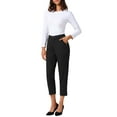 thumbnail image 2 of INSPIRE CHIC Women's Business Casual Pants Cropped Length Work Office Trousers with Pockets XL Black, 2 of 6