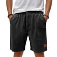 thumbnail image 5 of Havenx Casual Corduroy Shorts for Men Elastic Waist Button Shorts with Pockets Leather Label Stretch Short Pants Breathable Lightweight Summer Beach Clothing,Black S, 5 of 5