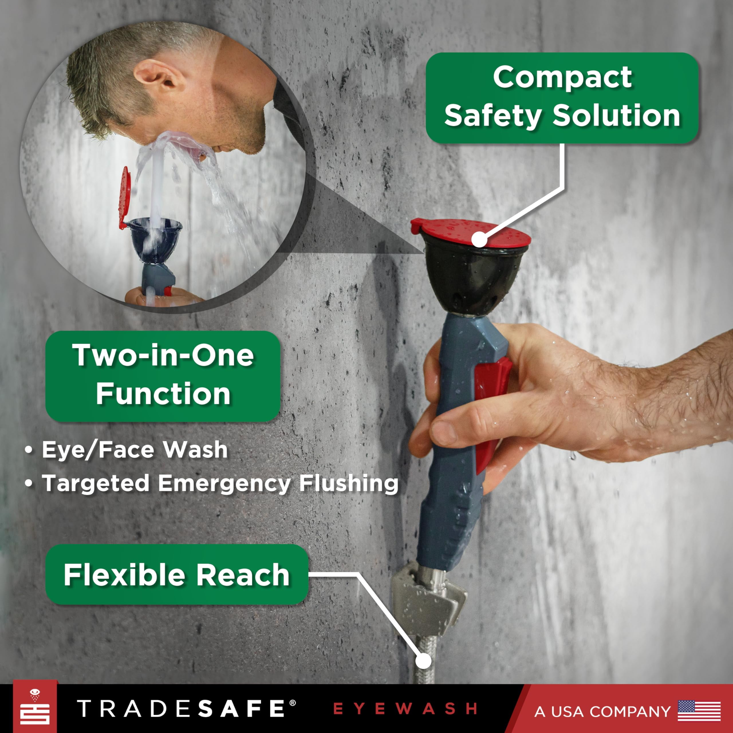TRADESAFE Drench Hose Eye Wash Station, Emergency Eye Wash Station OSHA Approved, Single Spray Head
