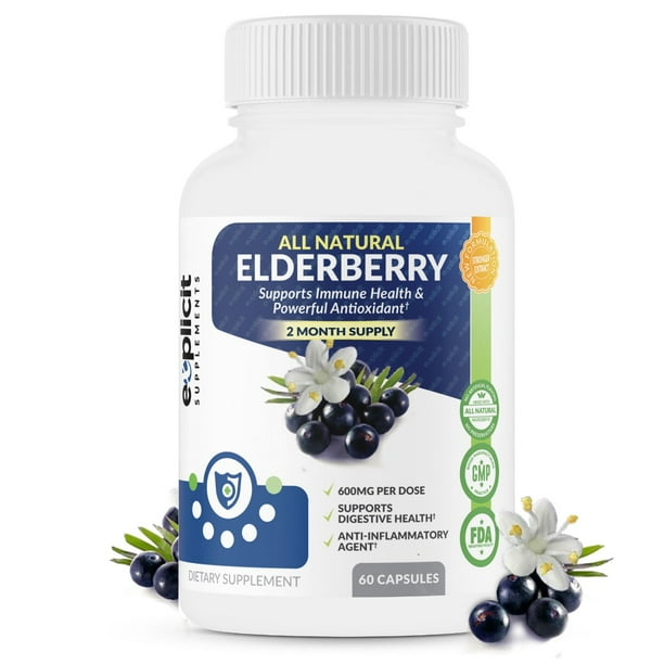 All Natural Elderberry Vitamins Powerful Antioxidant Elderberry Capsules Extra Strength