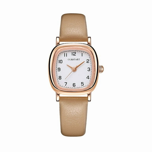 Women's Simple Digital Quartz Watch Student Leather Strap Watch