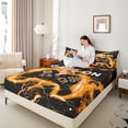 thumbnail image 4 of Castle Fairy Video Game 4 Pieces Queen Sheet Sets for Teens Women Men,Abstract Orange Lightning Ultra Soft Flat Sheet,Gradient Gamer Queen Fitted Sheet,Super Cozy Room Decor, 4 of 7