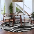 thumbnail image 5 of Abstract Waves Round Rug 5ft Washable Circle Kitchen Rugs Non Slip Black Grey Modern Geometric Striped Large Area Rug Indoor Floor Carpet for Bedroom Living Room Home Office Dining Room Nursery, 5 of 8