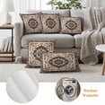 thumbnail image 6 of Boho Southwestern Outdoor Waterproof Pillow Covers, Orange Blue Traditional Ethnic Classical Decorative Square Throw Pillowcase Sofa Cushion Sham for Patio/Couch/Chair, 26"x26" 2 Pack, 6 of 8