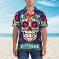 thumbnail image 2 of Susaid Dead Day Party Print Short Sleeve Shirts Button Down Casual Shirts Summer Beach Aloha Button Down Short Sleeve for Men ,Large, 2 of 7