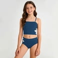 thumbnail image 2 of Shadoumai Girls Swimsuit Ruffle Modest Bikini Tie-Straps Girls Tankini Swimsuit Two Piece Bathing Suit for Girls Color Block Swimwear Set Girl, 2 of 9