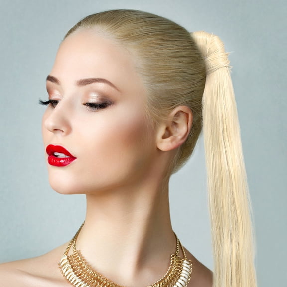 USHOBE Hair Extensions for Women Straight Hair Piece Light Yellow 1 Set