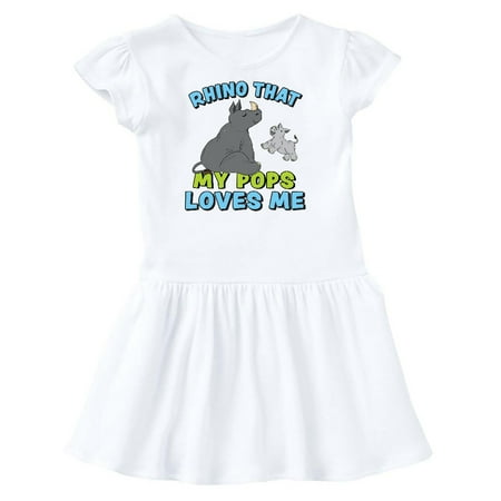 

Inktastic Rhino That My Pops Loves Me with Cute Rhinos Gift Toddler Girl Dress