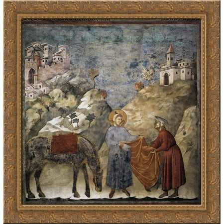 Best Wood For Mantle St. Francis Giving his Mantle to a Poor Man 20x20 Gold Ornate Wood Framed Canvas Art by Giotto ()