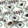 thumbnail image 1 of RUSPEPA Graduation Wrapping Paper Roll, Mini Roll, Green Laurel Wreath and Graduation Cap Design, Black GRAD Gift Wrap for Graduates, Perfect for Graduation Party Celebration, 17 Inches x 16.4 Feet, 1 of 7