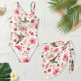 thumbnail image 4 of Xixirimido Hummingbird Pink Floral Print Girls Swimwear One Piece with Adjustable Strap and Removable Bra, Fashion Bathing Suit with Mesh Cover Up Skirt for Teens, Size 15-16 Years, 4 of 7