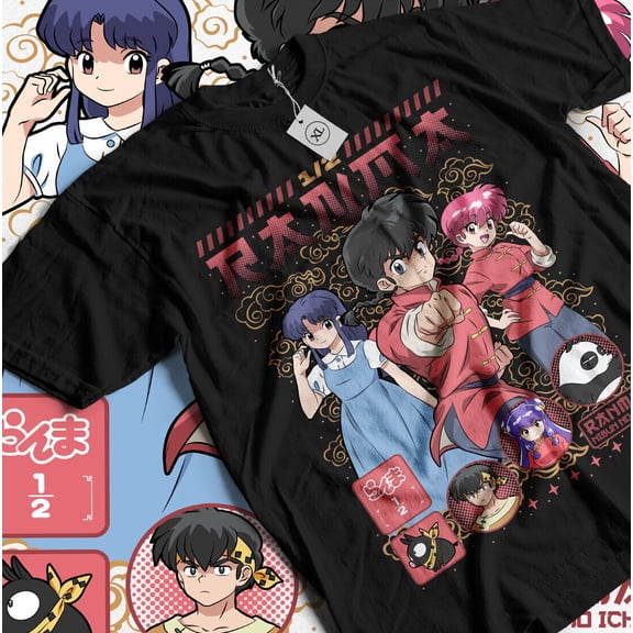 Reprint Rare Ranma 1/2 T-shirt Shampoo Rumiko Takahashi Girl Kawaii Funny Anime Tee All Size