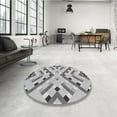 thumbnail image 3 of Ahgly Company Indoor Round Patterned Platinum Silver Gray Area Rugs, 3' Round, 3 of 6