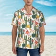 thumbnail image 2 of Pofeuu Summer Cactus With Blooming Print Hawaiian Shirt for Men Sleeves Casual Button Down Summer Beach Dress Shirts T-Shirts,Small, 2 of 7