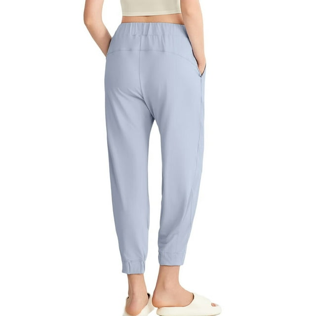 Pantalones de Yoga Largos para Mujer, Ajustados, Informales, Cómodos, para Gimnasio, Senderismo, Cintura Elástica, Color Azul Glaciar, Talla M