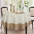 thumbnail image 5 of Newbridge Valencia Two Tone Bordered Damask Fabric Tablecloth, Wrinkle and Stain Resistant Dining Room, Party and Banquet Tablecloth, 60” Wide x 102” Oval, Antique Ivory/Gold, 5 of 7