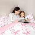 thumbnail image 4 of Erosebridal Kawaii Ribbon Queen Comforter Set for Kid, Butterfly Knot Bedding Comforter Set, White Pink, 3-Piece, 4 of 6