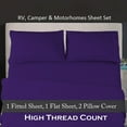 thumbnail image 2 of BedDecor - All Weather RV Camper Sheet Set (Purple|30"x80"|Drop Length-21")| 600 Thread Count Egyptian cotton | 1 Piece Fitted Sheet 1 Piece Flat Sheet & 2 Piece Pillow Cover, 2 of 3