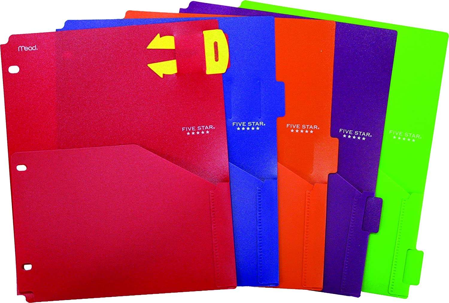 Five Star Poly Pocket Dividers with Pull Out Reminder Tabs, 111/2 x 9