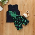 thumbnail image 2 of Cethrio Kids Boys Cotton Outfit Sets, Summer Casual Graphic Sleeveless Boys' Clothing Sets Green Size 5T, 2 of 7
