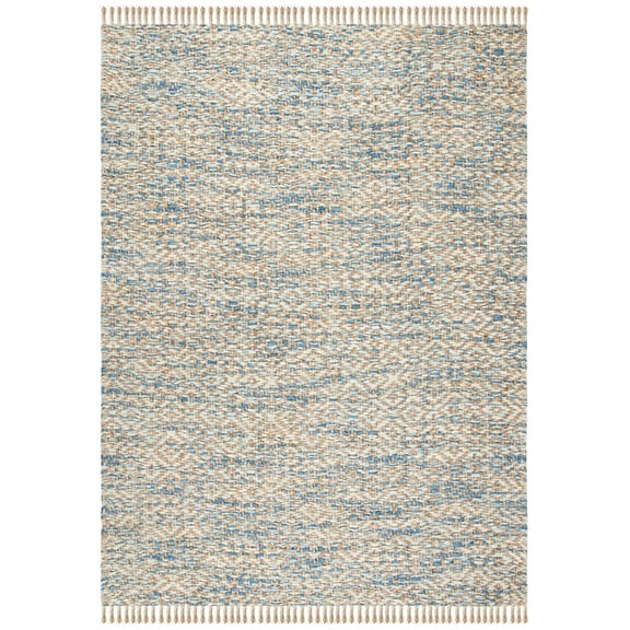 SAFAVIEH Natural Fiber Jennica Abstract Area Rug, Natural/Blue, 9' x 12'