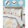 thumbnail image 4 of Quilts Twin XL Size, Orange Yellow Coastal Soft Comforter Bedding Set for Bed, Nautical Summer Beach Coral Sea Turtle Lightweight Quilted Bedspread with Pillow Cover(2 Pieces), 68x98 Inch, 4 of 6