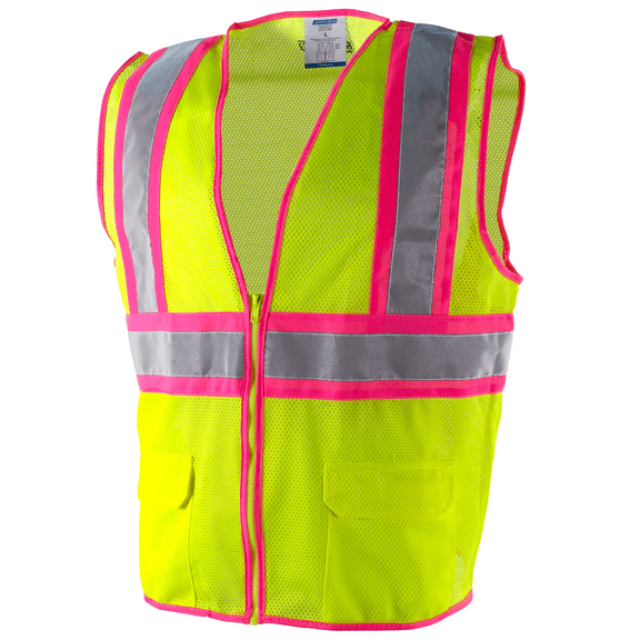 JORESTECH Hi-Vis Two Tone Safety Vest, VL-21 (Lime/Pink, S)