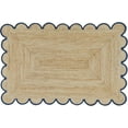 thumbnail image 2 of 2.6x6 Ft Navy Blue Border Premium Scalloped Jute Rug – Handcrafted Natural Braided Carpet for Living Room, Bedroom, Entryway – Boho Home Decor, 2 of 5