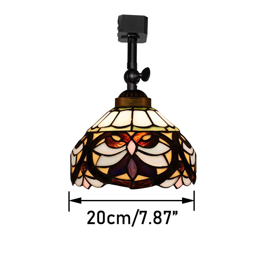 KAYYELAMP Dimmable J-Type Track Head Lighting Adjustable Angle Tiffany Ceiling Light Multi-Color Glass Shade Handmade Antique Retro Track Light Fixture For Gallery Mirror Front(No Track)