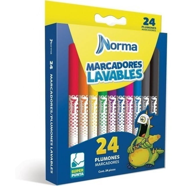 Marcador Para Colorear Delgado Lavable Cja C/24 Pzas Norma AleJaz GP45D