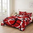 thumbnail image 2 of Queen Quilt Set 90''x96'', Red Geometric Lightweight Bedspread Coverlet Set with 2 Pillow Shams, Modern Abstract Black White Striped Lines Breathable All Season Quilt Bedding for Bedroom/Guest Room, 2 of 9
