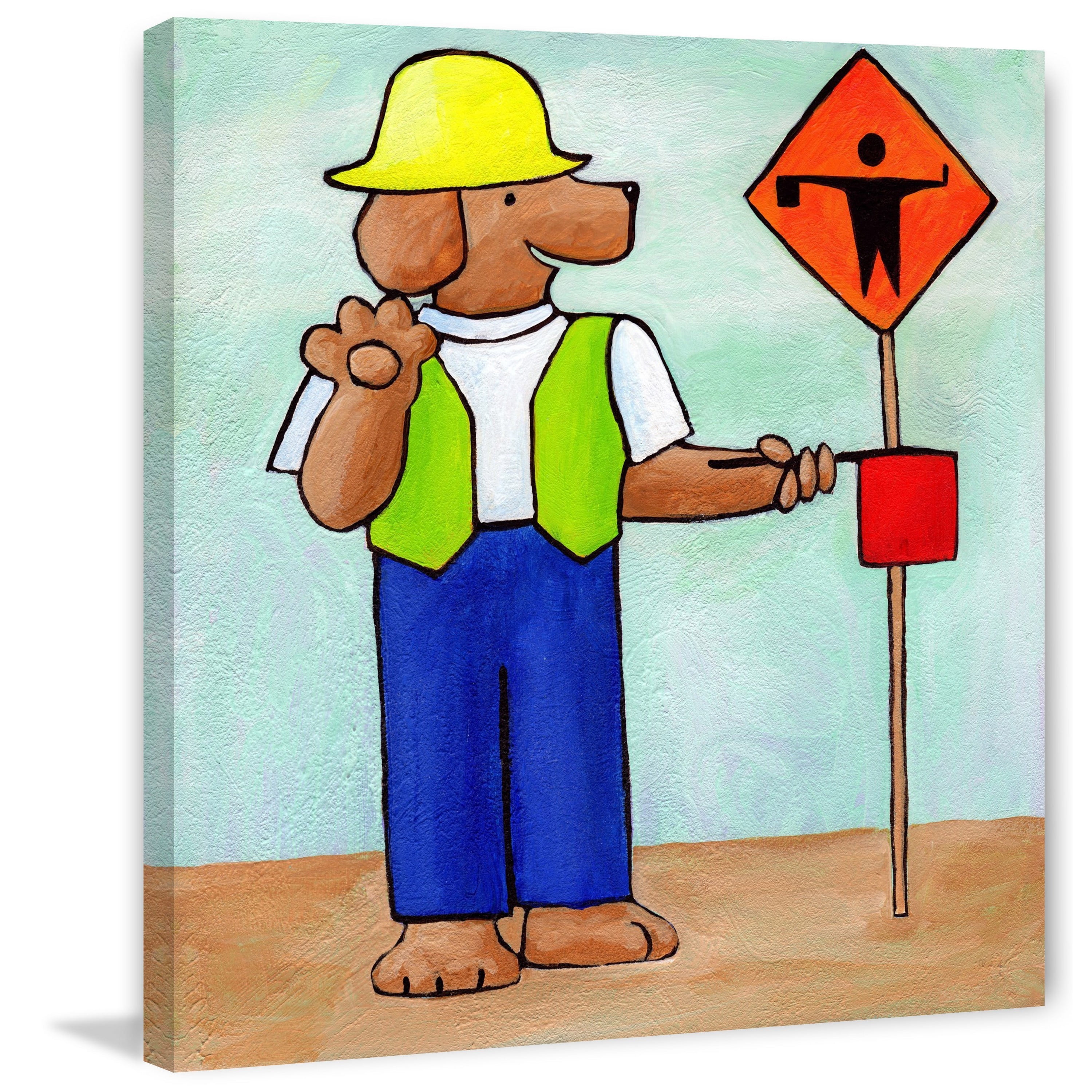 Marmont Hill "Give a Dog a Work Zone" by Janet Nelson Painting Print on Wrapped Canvas