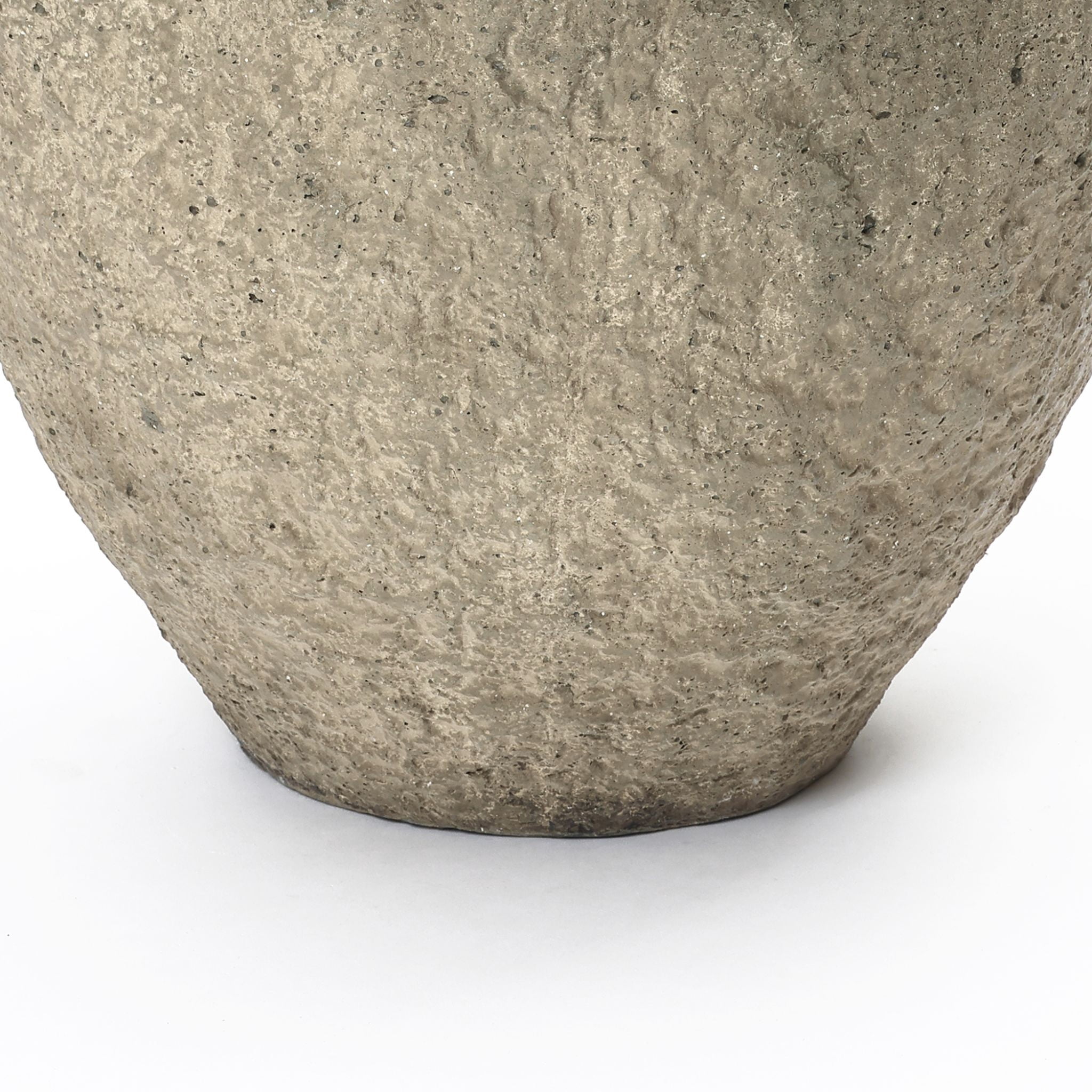 LuxenHome Weathered Earthstone Green Round Planter, 12.4" Round, Textured Concrete Pot